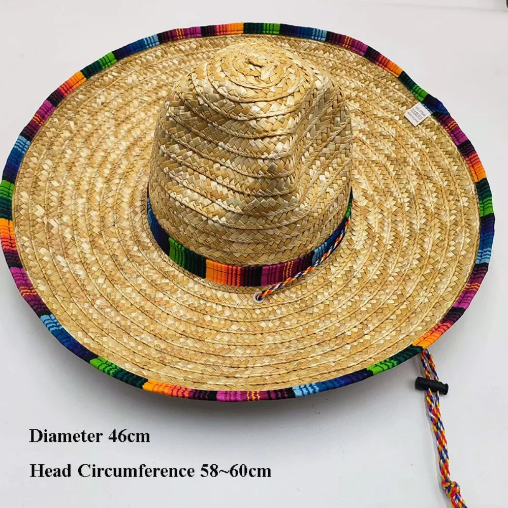 Unisex Mexican Straw Hat – Wide Brim Sun Protection Beach Hat Straw Sun Hat Richie's 3