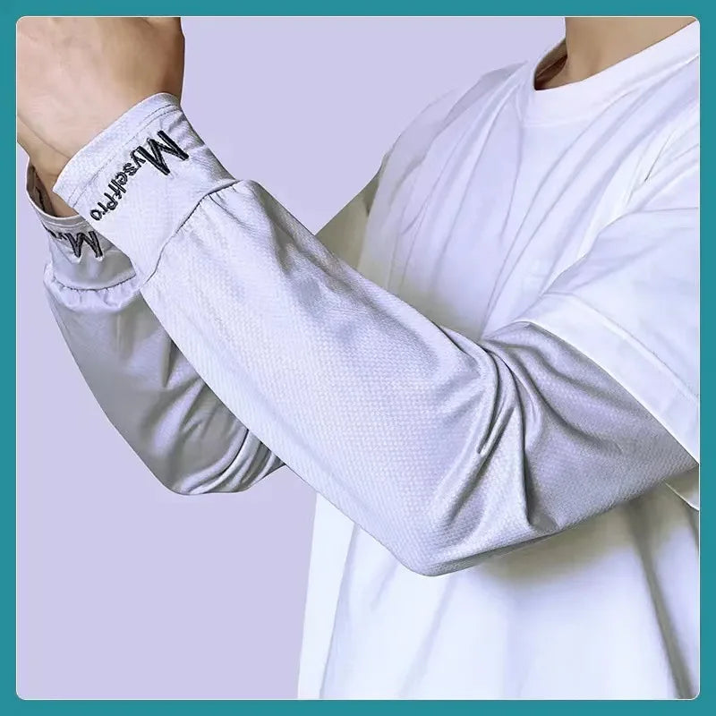 UV Protection Ice Silk Arm Sleeves – Cooling Outdoor Cover UV Arm Sleeves Richie's Light grey