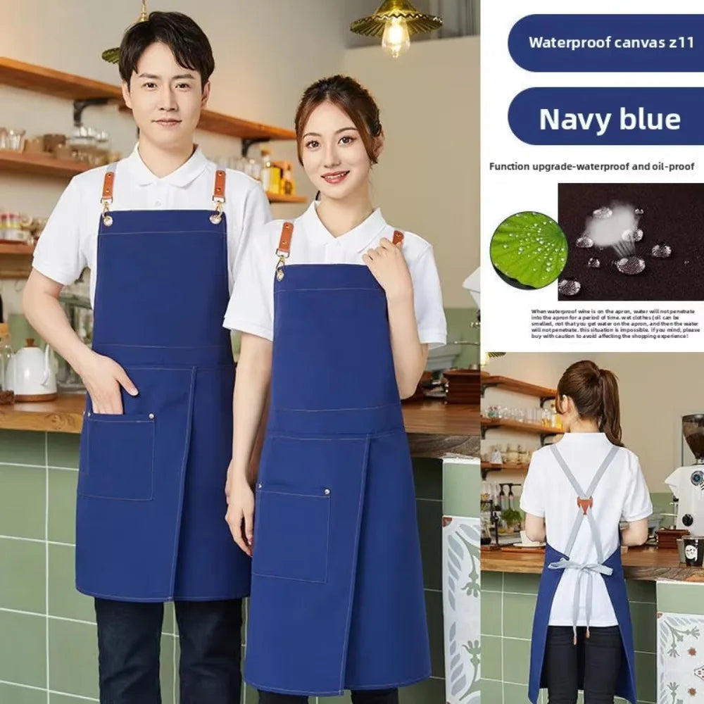 Waterproof Canvas Sleeveless Apron – Kitchen & Cafe Work Canvas Work Apron Richie's Blue