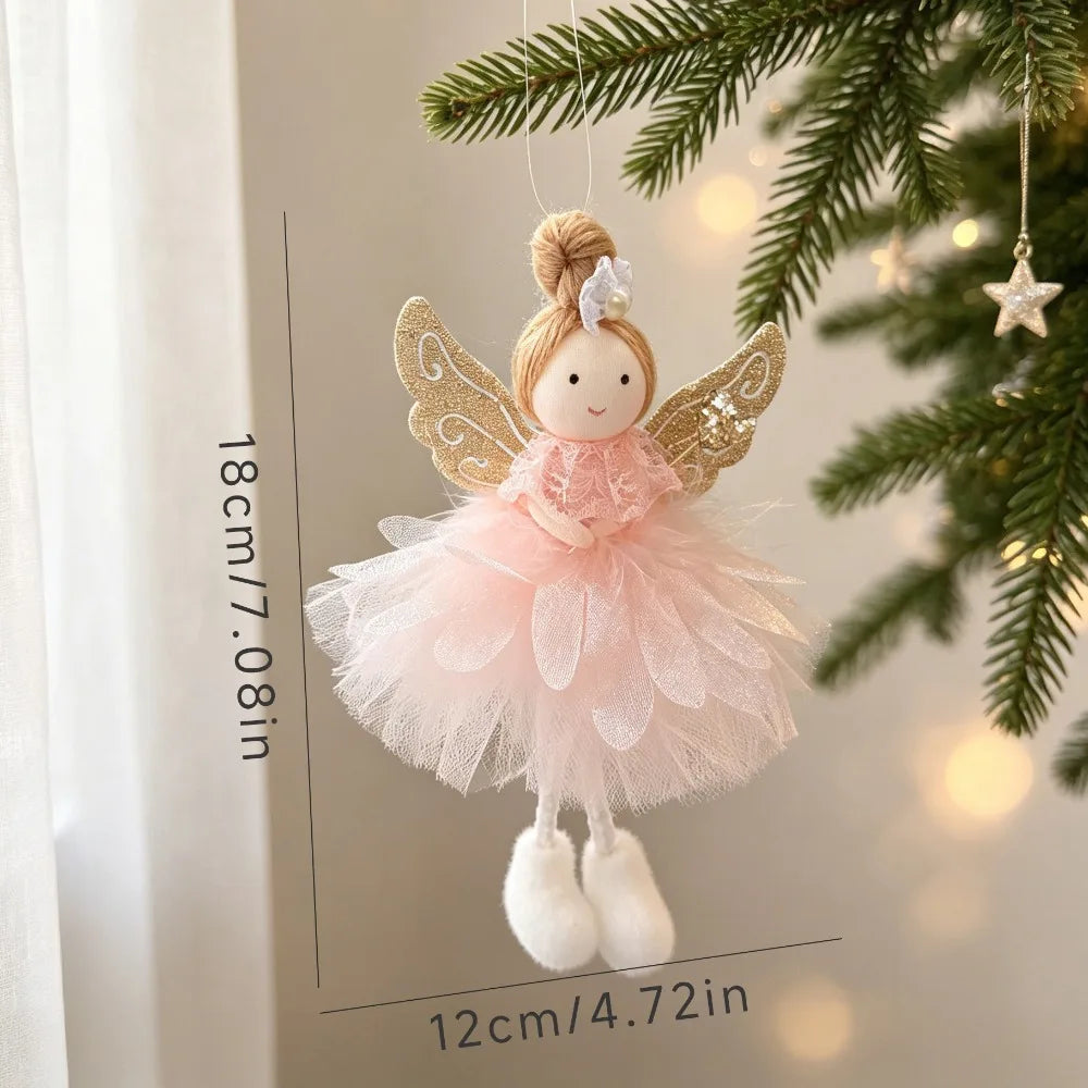 Plush Christmas Angel Ornament – Fluffy Wings Hanging Pendant Christmas Ornament Richie's Style-7