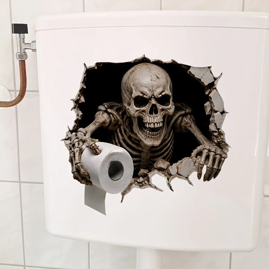 Skeleton Toilet Paper Wall Decal – Spooky Skull Bathroom Sticker Bathroom Wall Decal Richie's