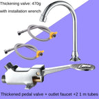 Brass Foot-Operated Faucet – Hands-Free Single Cold Basin Tap Foot-Operated Faucet Richie's Foot pedal set 100cm