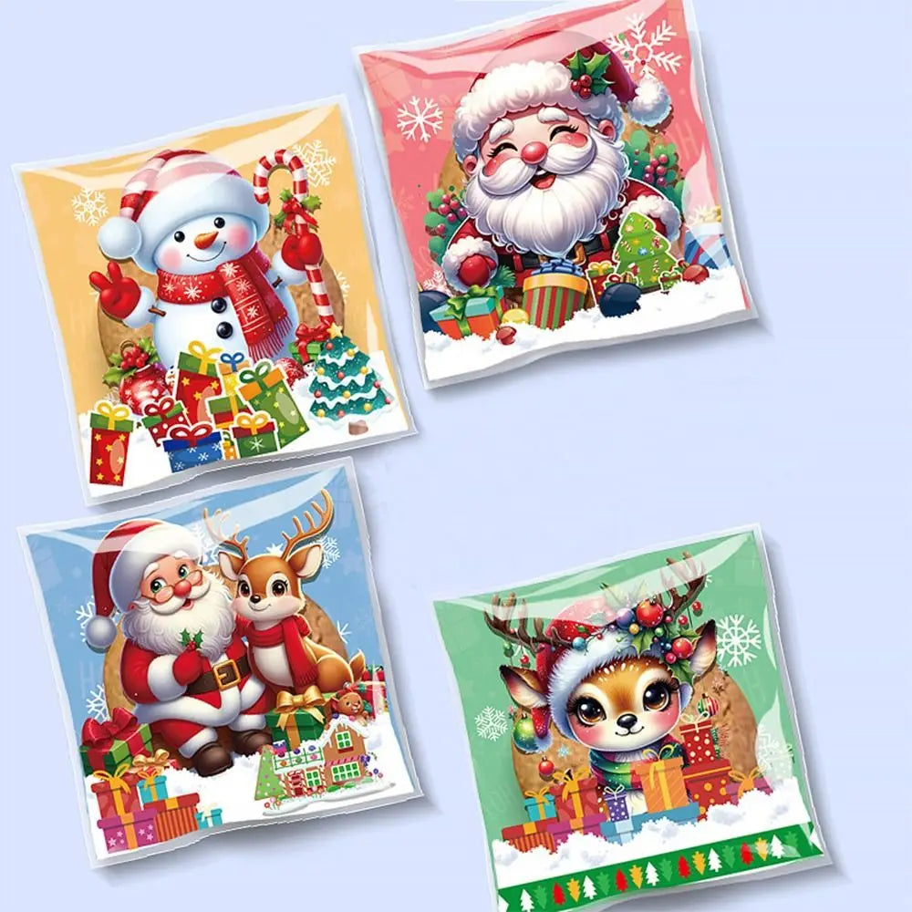 100 Pcs Christmas Candy Cookie Bags – Self-Adhesive Xmas Bags Christmas Gift Bags Richie's