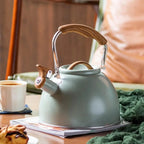 Stainless Steel Whistling Teapot 3L – Wood Handle, Light Green Whistling Tea Kettle Richie's