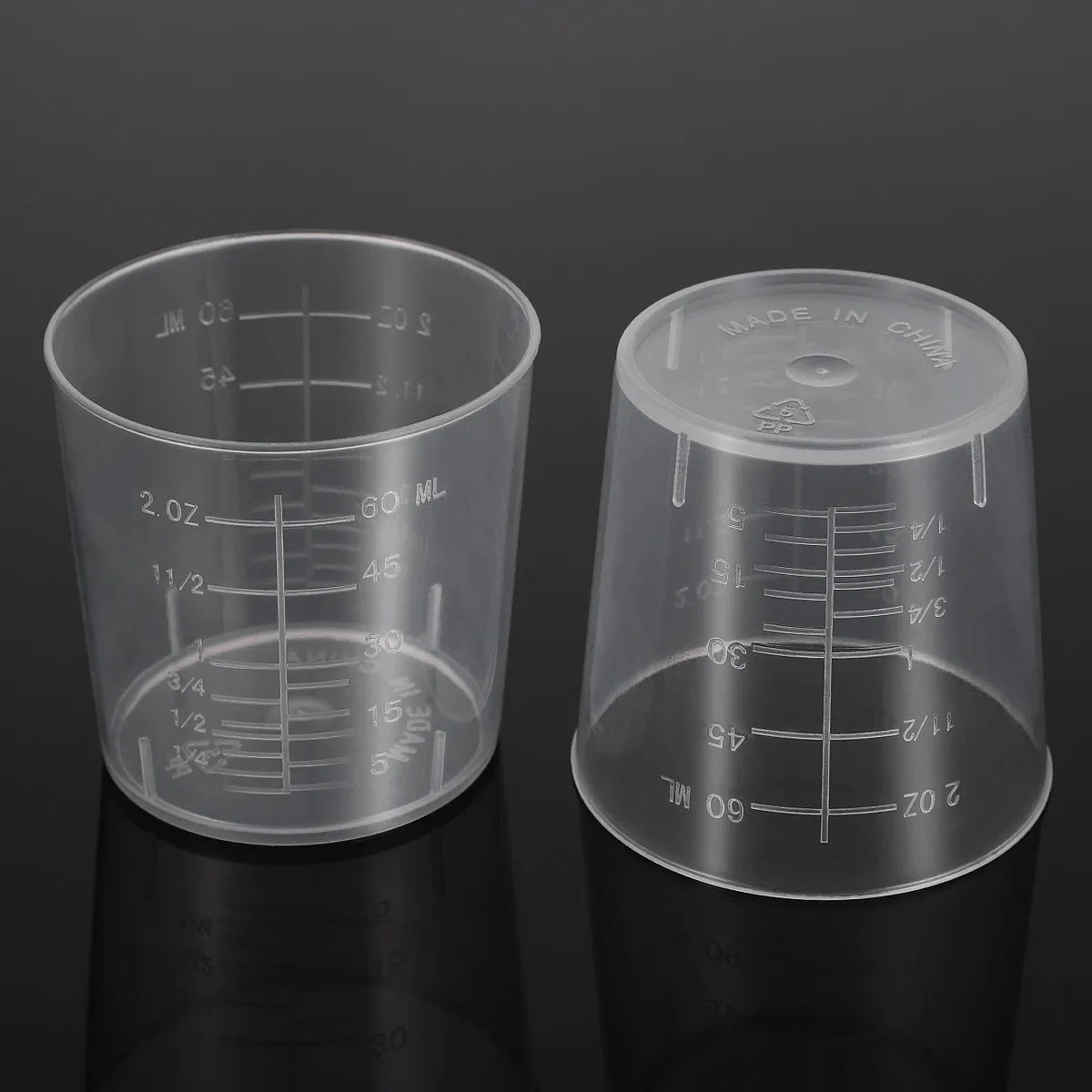 25-Pack 60ml Graduated Plastic Measuring Cups – Lab & Kitchen Plastic Measuring Cups Richie's