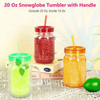 20 oz Snow Globe Tumbler DIY Glitter Cup – BPA-Free with Handle Snow Globe Tumbler Richie's