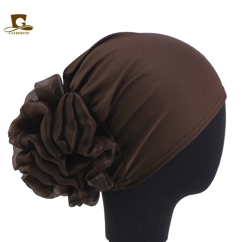 Women's Ruffle Flower Turban Hat – Headscarf & Sleep Cap Women's Turban Hat Richie's dark coffee
