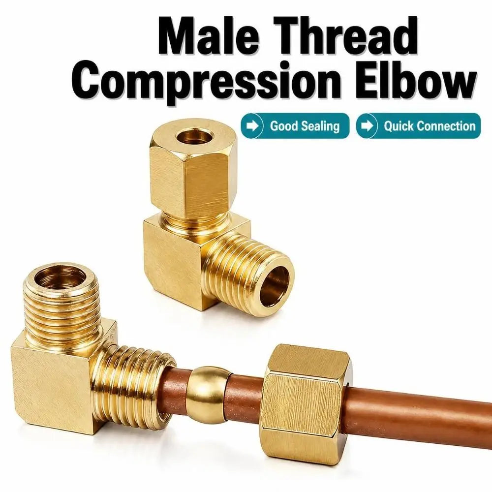 Brass 90° Compression Elbow Fitting Male Thread Tube Connector Compression Pipe Fitting Richie's