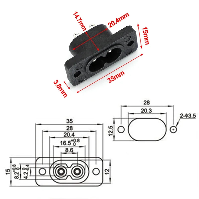 C8 Male Socket & C7 Female Plug Set | AC 250V 2.5A Figure-8 Power Connector Set Richie's