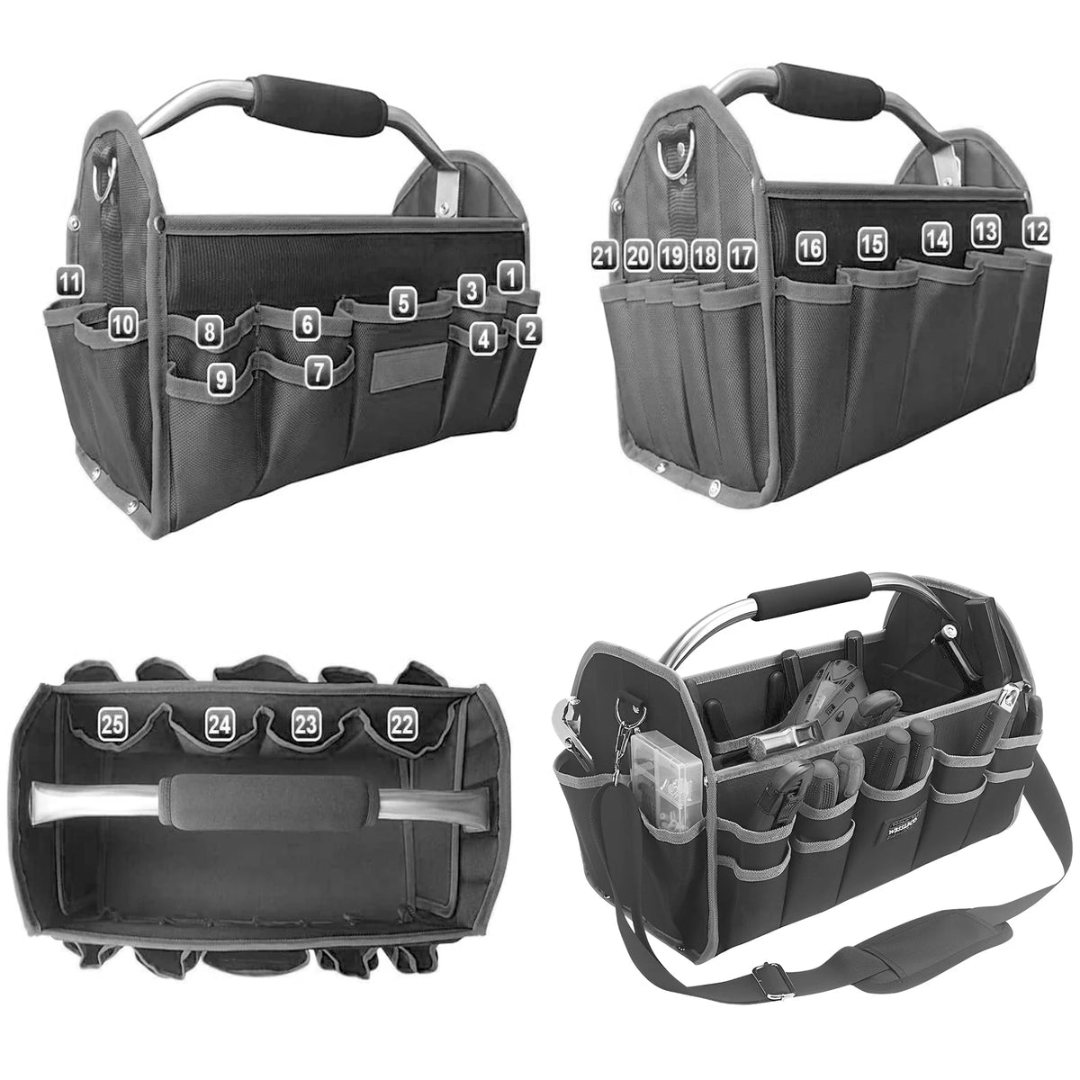 Willkey 16–18 Inch Waterproof Tool Bag | 1680D Oxford Organizer Tool Storage Bag Richie's