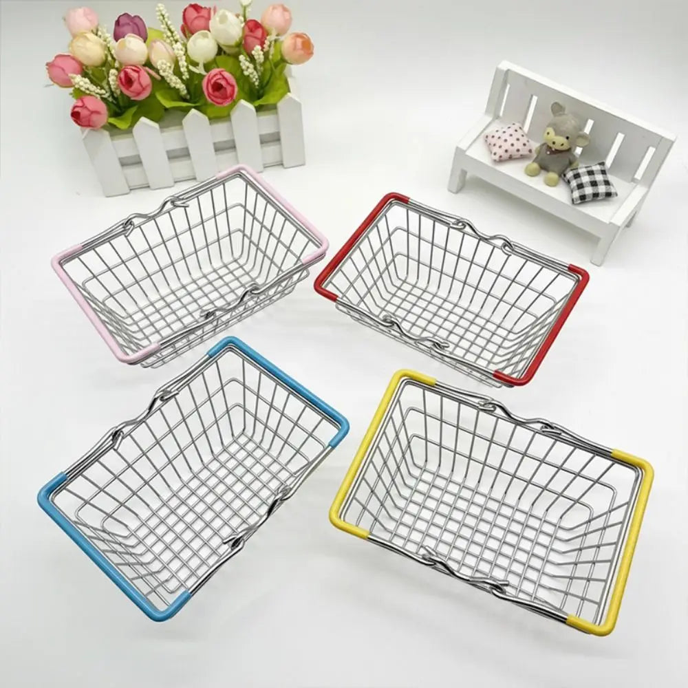 Mini Metal Wire Shopping Basket – Mesh Desk Organizer 2 Sizes Wire Storage Basket Richie's