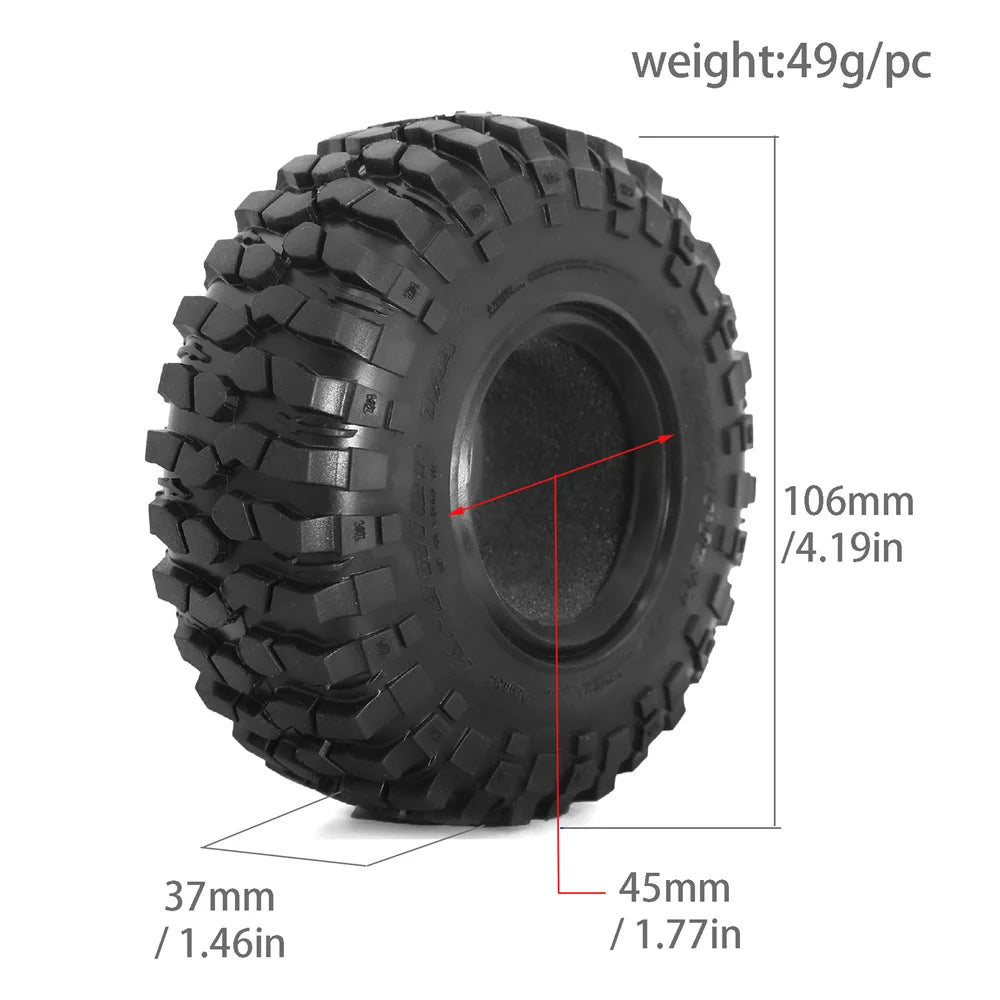 4PCS 1.9" Rubber Tires for 1/10 RC Rock Crawler Truck RC Crawler Tires Richie's