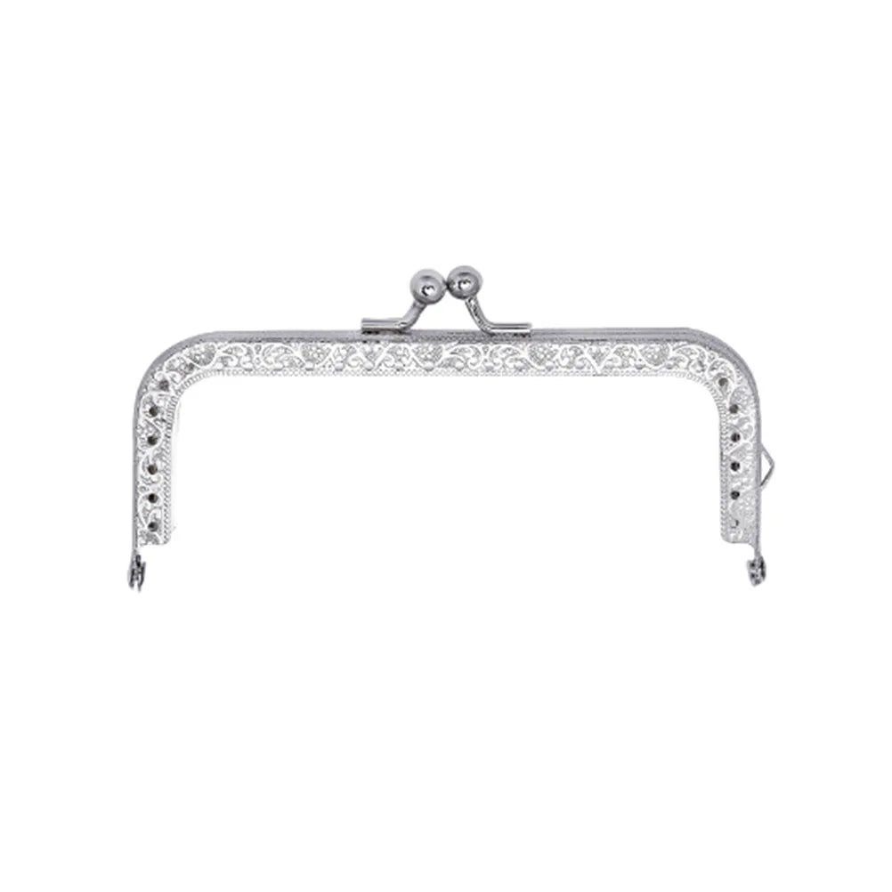 15cm Silver Embossed Metal Purse Frame – DIY Kiss Lock Clasp Purse Frame Clasp Richie's Default Title