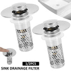Stainless Steel Pop-Up Sink Stopper & Drain Strainer Basket Sink Drain Strainer Richie's