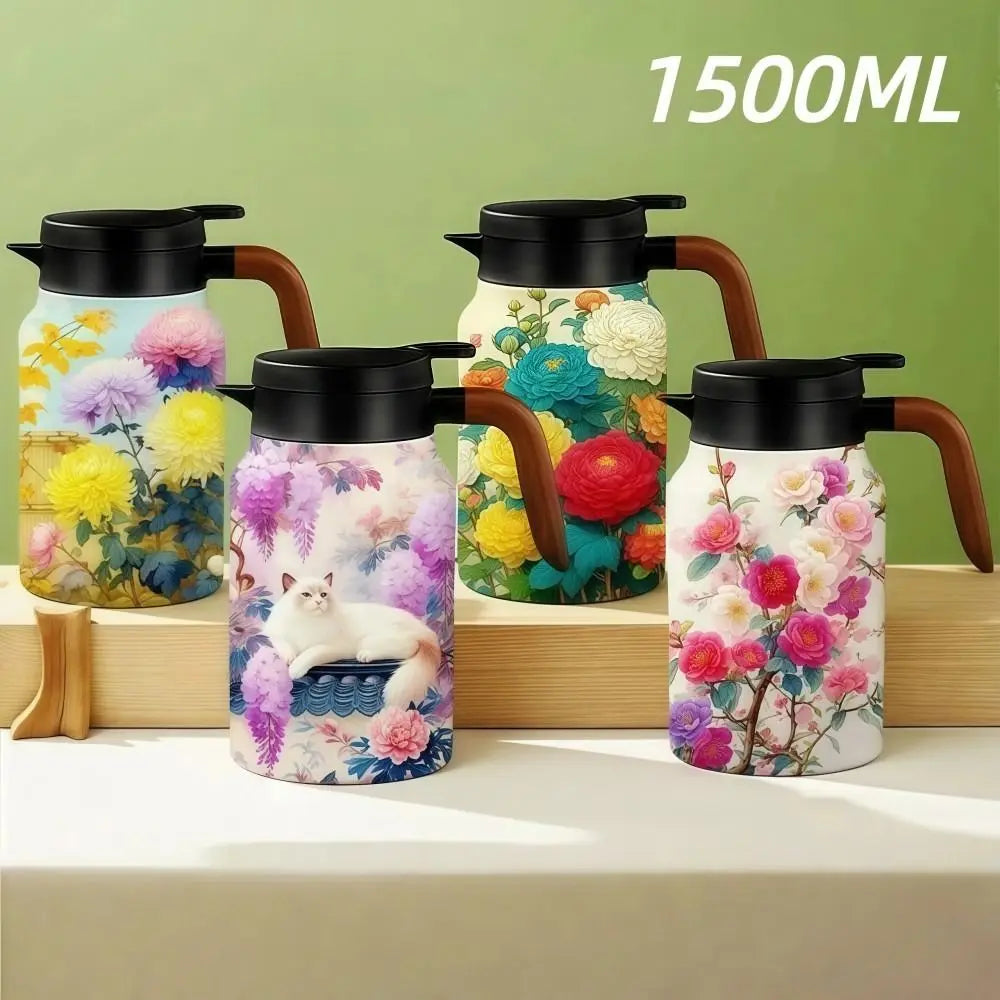 Vintage Floral Teapot with Infuser 1.5L Stainless Steel Thermos Insulated Teapot Richie's