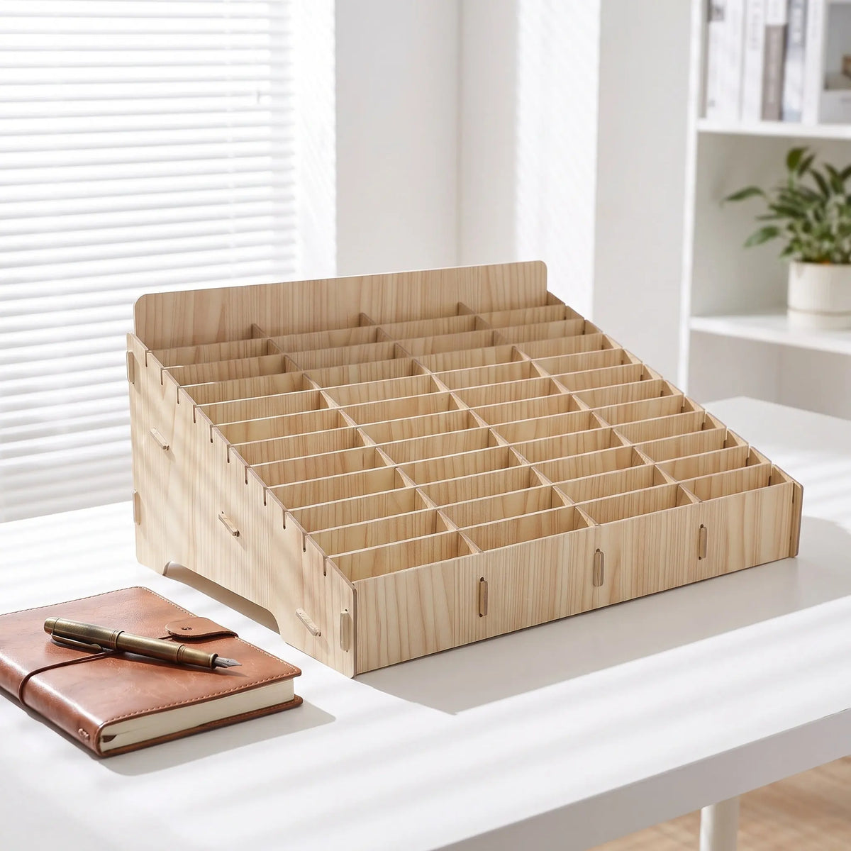 Wood 48-Grid Phone Organizer for Classroom, Office & Meetings Phone Storage Organizer Richie's