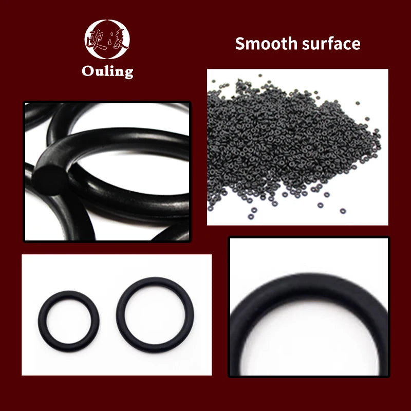 FKM Fluorine Rubber O-Ring Seals CS2–5mm OD5–115mm Black Rubber O-Ring Seal Richie's
