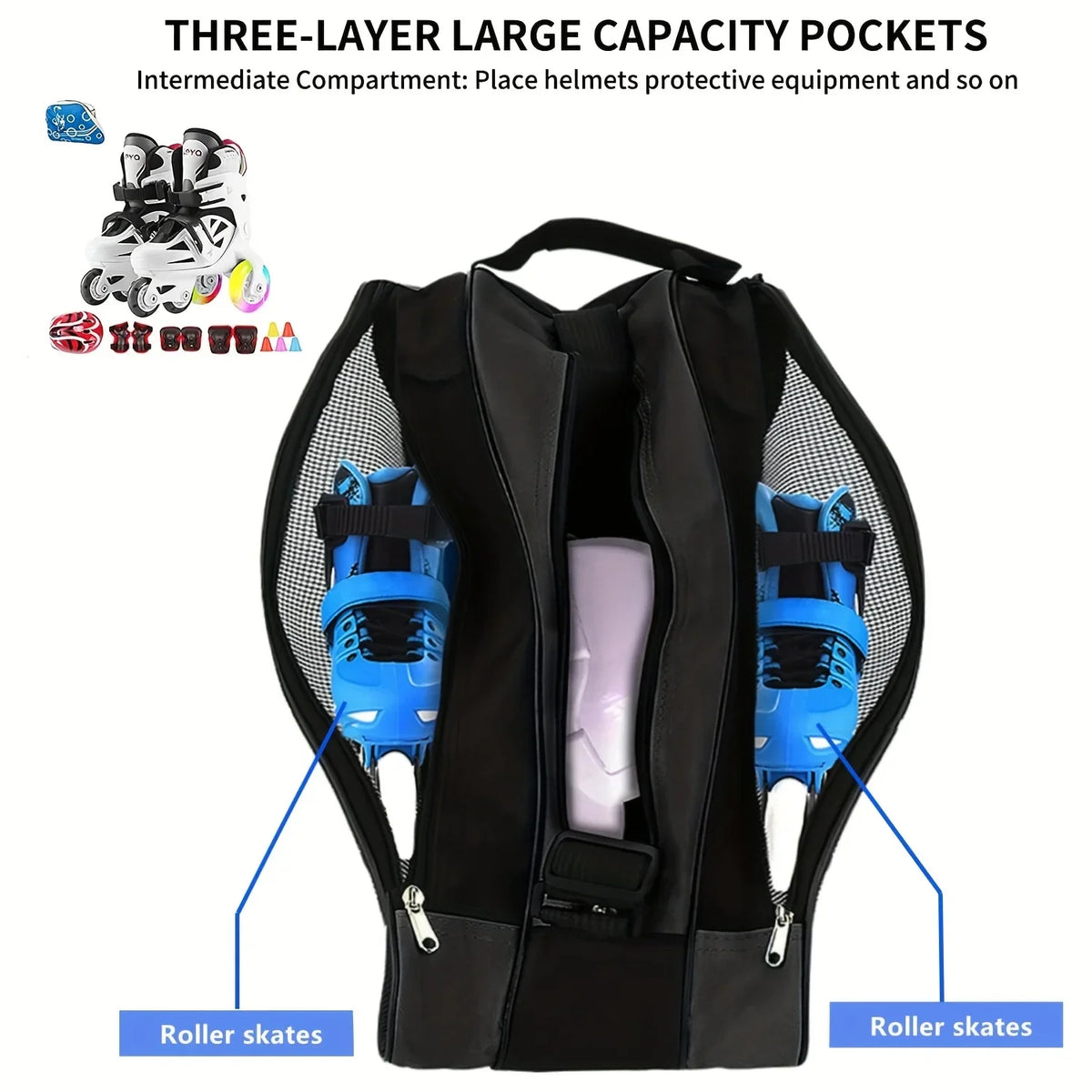 Three-Layer Large Capacity Skate Bag with Shoulder Strap Skate Storage Bag Richie's
