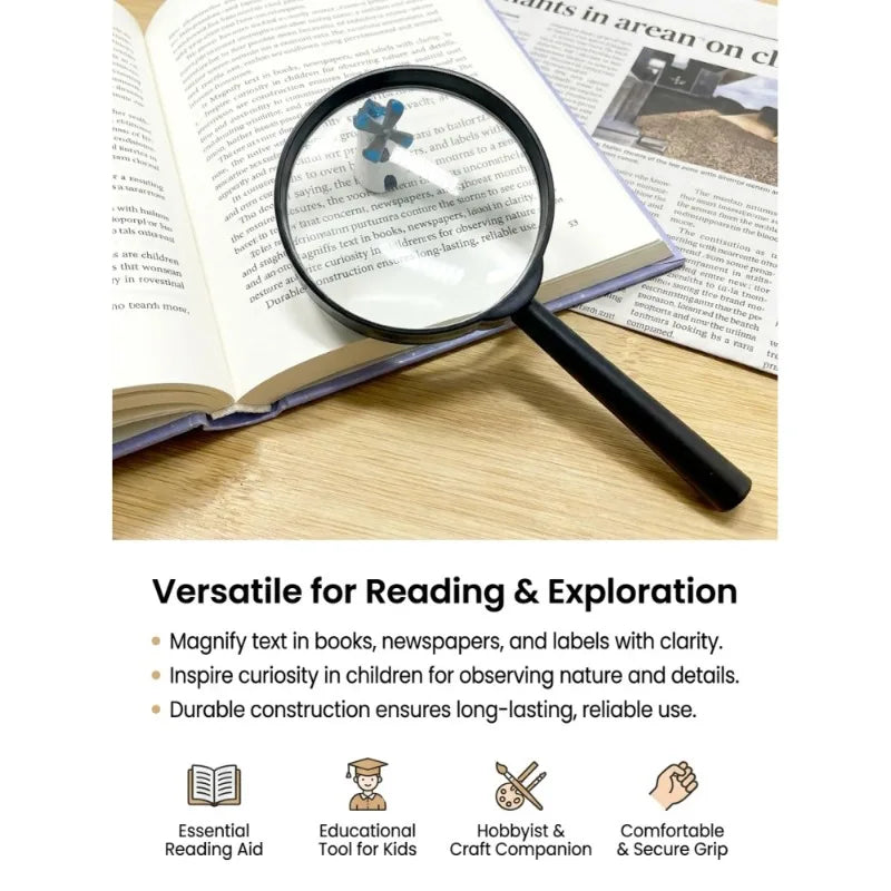 Handheld Reading Magnifying Glass with Plastic Handle Handheld Magnifying Glass Richie's