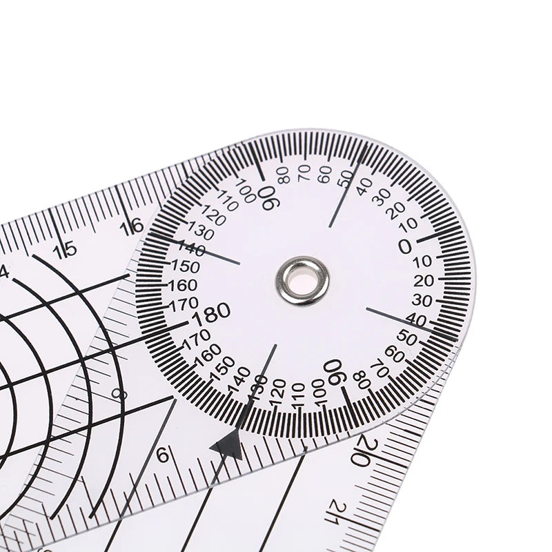 8-Inch PVC Goniometer Multi-Ruler 360° Rotatable Angle Tool Goniometer Ruler Richie's