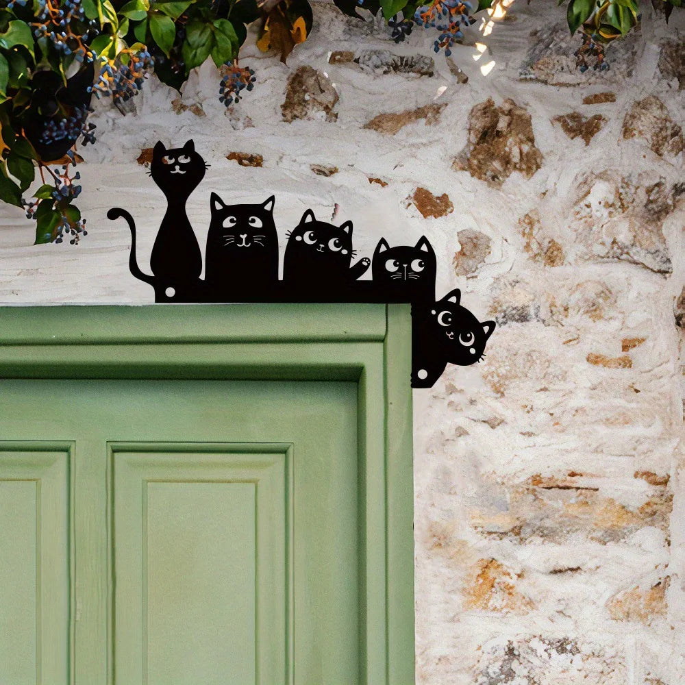 Metal Cat Door Corner Wall Sculpture – Minimalist Home Décor Wall Sculpture Richie's