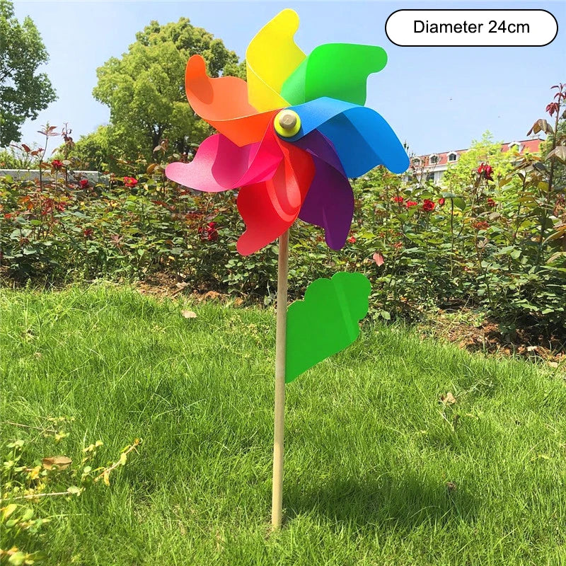 Colorful Wooden Windmill Wind Spinner Garden Ornament 14–32CM Garden Wind Spinner Richie's 24CM