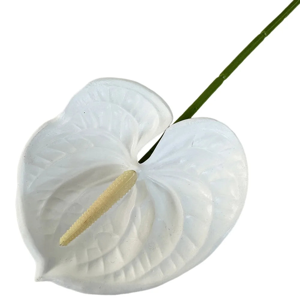 60cm Artificial Anthurium Flower – Real Touch Faux Plant Decor Artificial Flower Richie's White