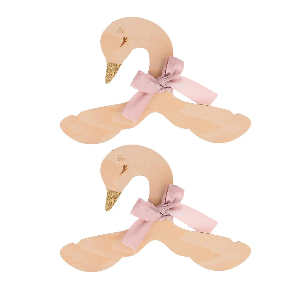 Swan Bowknot Wooden Kids Clothes Hangers Set of 2 – Coats & Dresses Kids Clothes Hangers Richie's