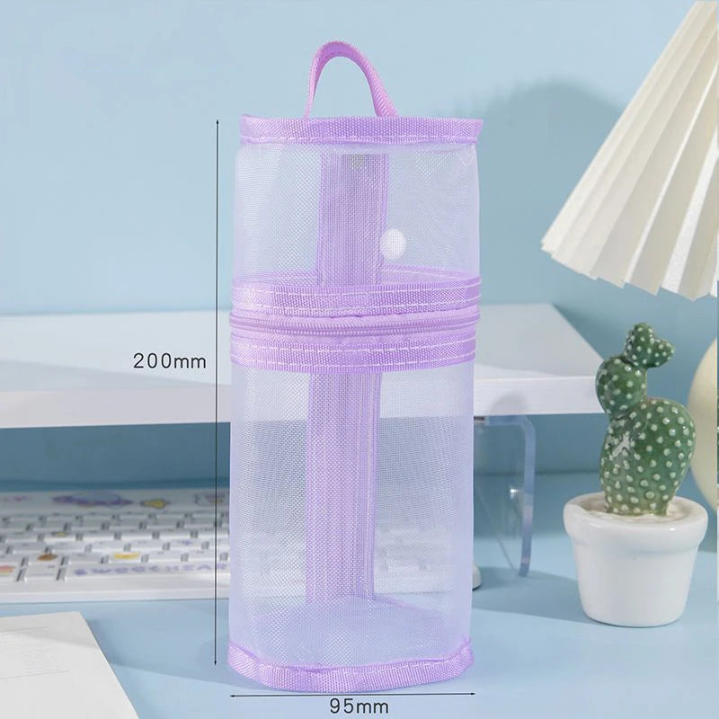 Mesh Makeup Brush Bag – Portable Travel Stand-Up Organizer Makeup Brush Bag Richie's Purple