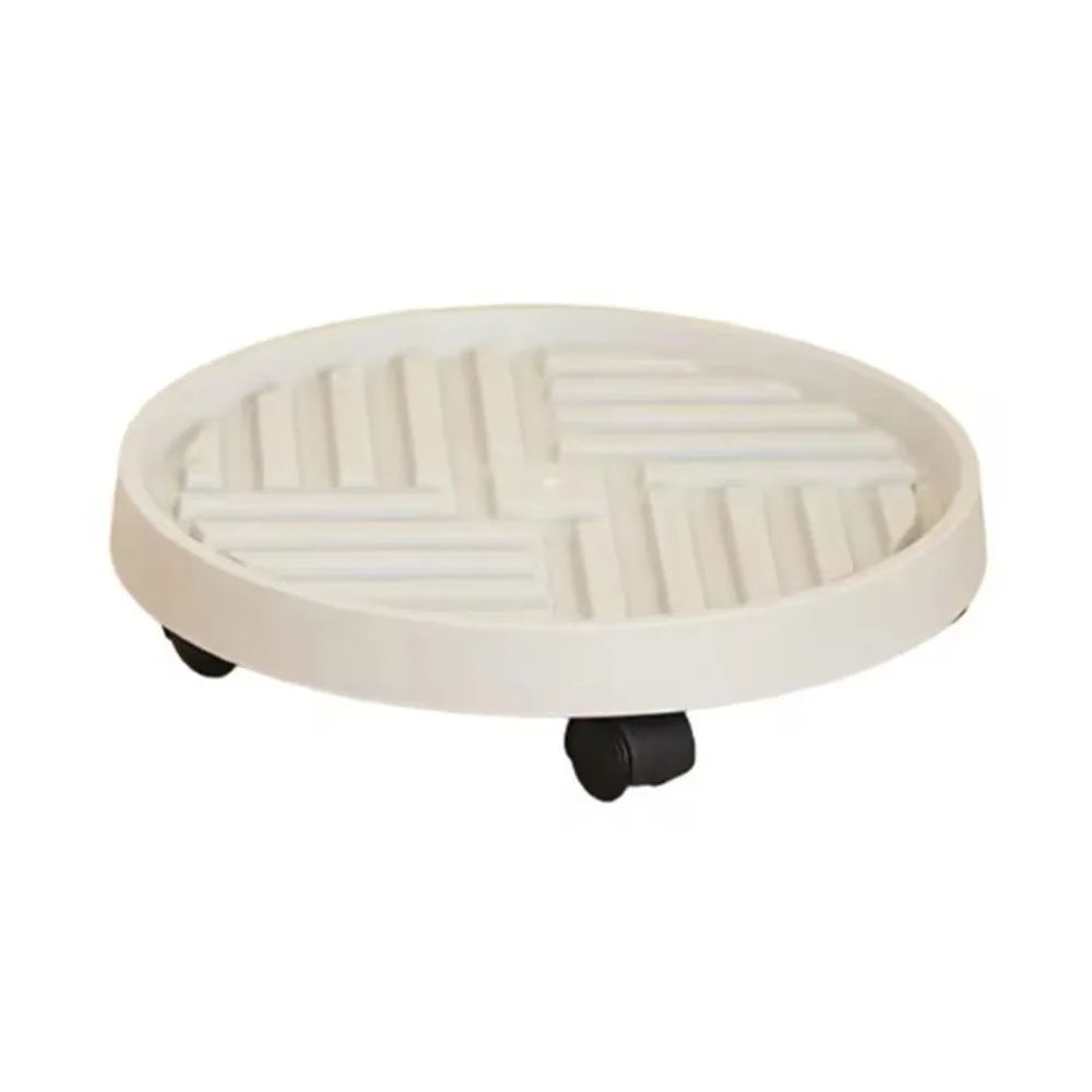 Mobile Plant Pot Stand Tray with Wheels – Round & Square Plant Pot Stand Tray Richie's Circle White 21CM