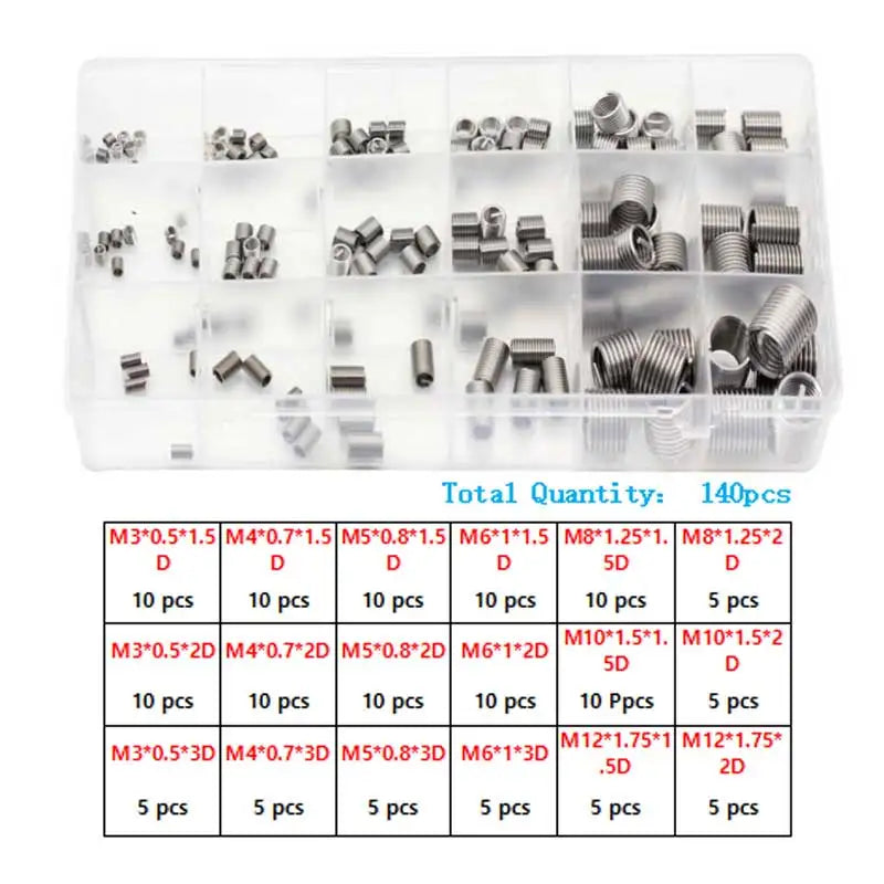 Stainless Steel Thread Repair Insert Set M3–M12 | 60–300 Pcs Thread Repair Insert Set Richie's 140pcs-box-18