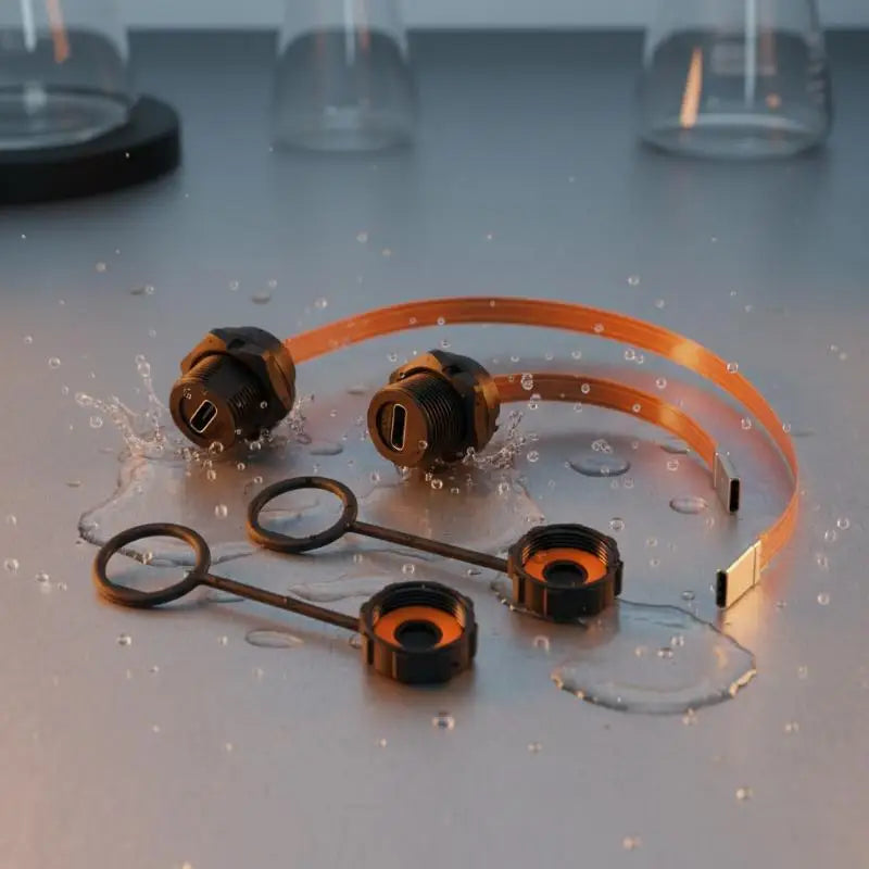 Waterproof IP67/IP68 USB Type-C 3.1 Female to Male Flat Cable Waterproof USB Connector Richie's