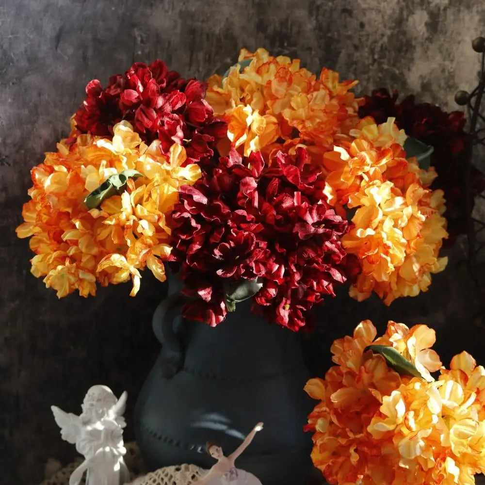 Silk Burnt Edge Hydrangea Artificial Flowers – 10 Colors Artificial Flower Bouquet Richie's