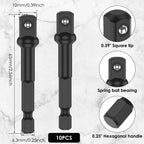 Impact Adapter 1/2" Hex to Square Socket Bit Driver Set 10/20Pcs Socket Bit Adapter Richie's B 10PCS 65mm