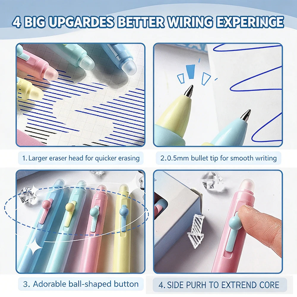 Erasable Gel Pens 4-Pack Pastel Retractable 0.5mm for Students Erasable Gel Pens Richie's