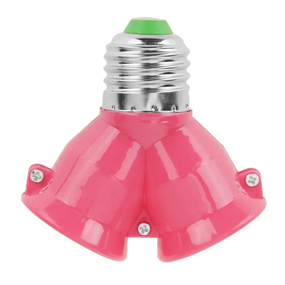 E27 to 2×E27 Bulb Socket Splitter Adapter | Dual Lamp Holder Lamp Socket Adapter Richie's Pink