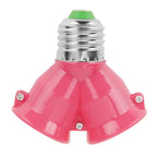 E27 to 2×E27 Bulb Socket Splitter Adapter | Dual Lamp Holder Lamp Socket Adapter Richie's Pink