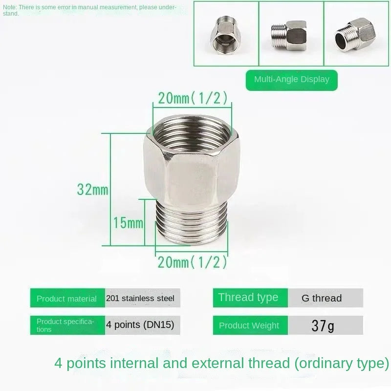 Stainless Steel Pipe Fittings Tee Elbow Reducer DN20 DN15 Pipe Fittings Richie's Inside outside 1/2"