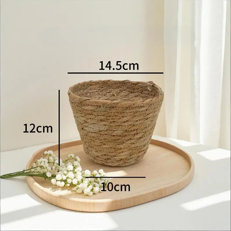 Handwoven Straw Flower Pot Basket – Eco Home Decor Planter Woven Planter Basket Richie's S