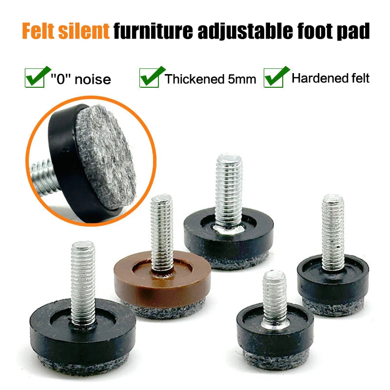 Adjustable Felt Furniture Leg Pads | M6 M8 Anti-Slip Screw Feet Furniture Leg Pads Richie's
