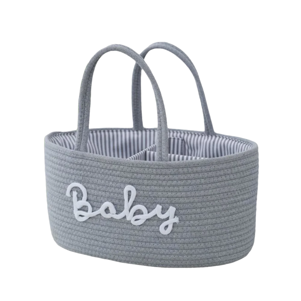 Cotton Rope Diaper Storage Basket – Foldable Nappy Organiser Baby Storage Basket Richie's Grey