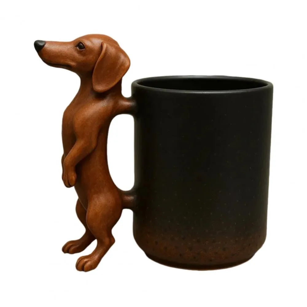 3D Dachshund Coffee Mug – Handcrafted Resin Animal Cup Gift Novelty Coffee Mug Richie's Style 2 <50ml