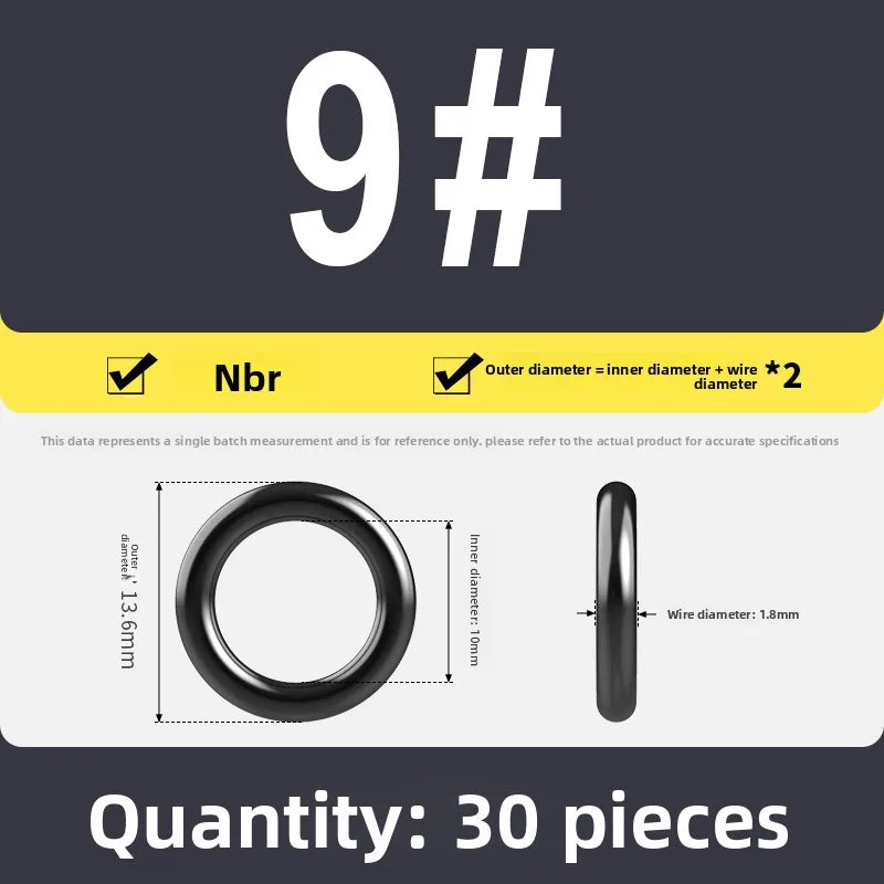 Kande Nitrile O-Ring Set 20-30pcs 1.4-26.5mm Oil Seal Gasket Rubber O-Ring Set Richie's 10x1.8 30pcs