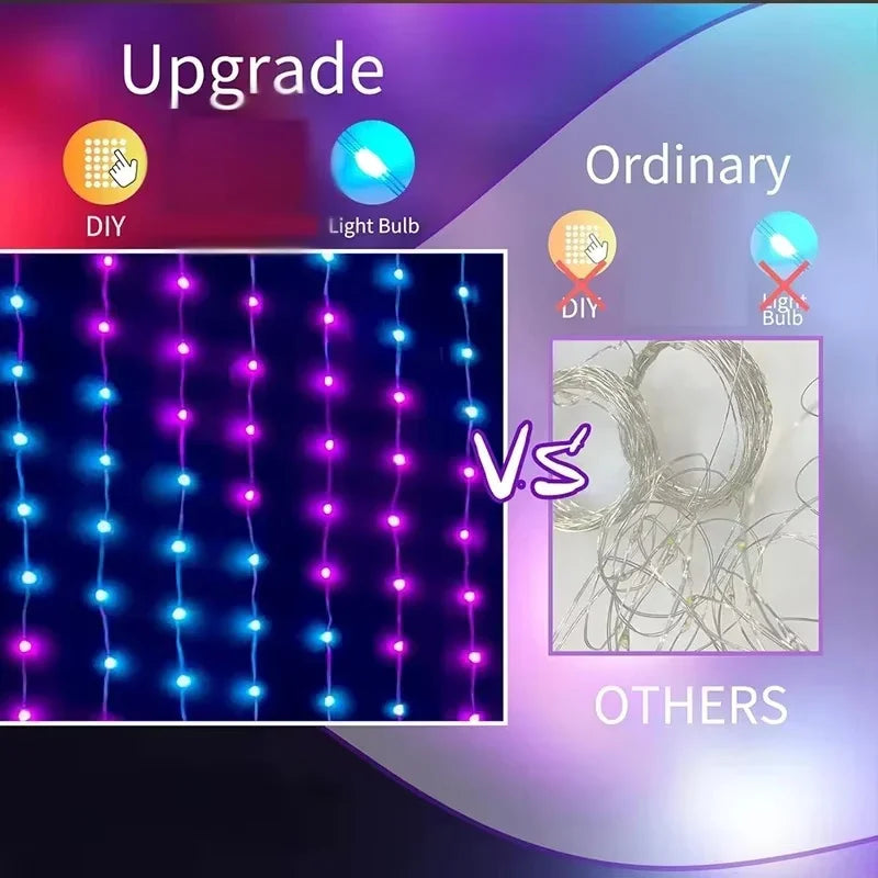 400 LED Smart Curtain Lights App Control IP65 Waterproof Christmas LED Curtain Lights Richie's