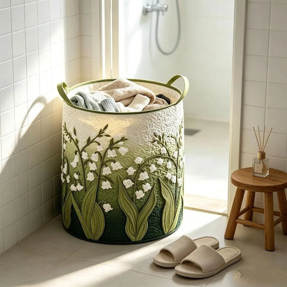 Boho Quilted Laundry Basket with Handles – Large Floral Hamper Laundry Hamper Basket Richie's