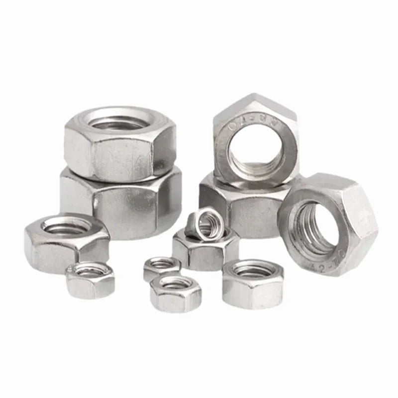 50pcs Stainless Steel UNC Hex Nuts – Sizes 2#-56 to 1/2-13 Stainless Steel Hex Nuts Richie's