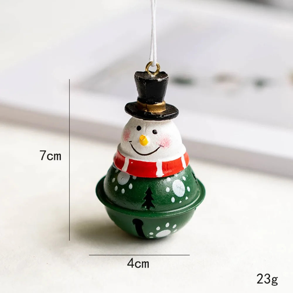 Iron Christmas Hanging Bell Ornament – Red & Green Santa Pendant Christmas Bell Ornament Richie's Snowman