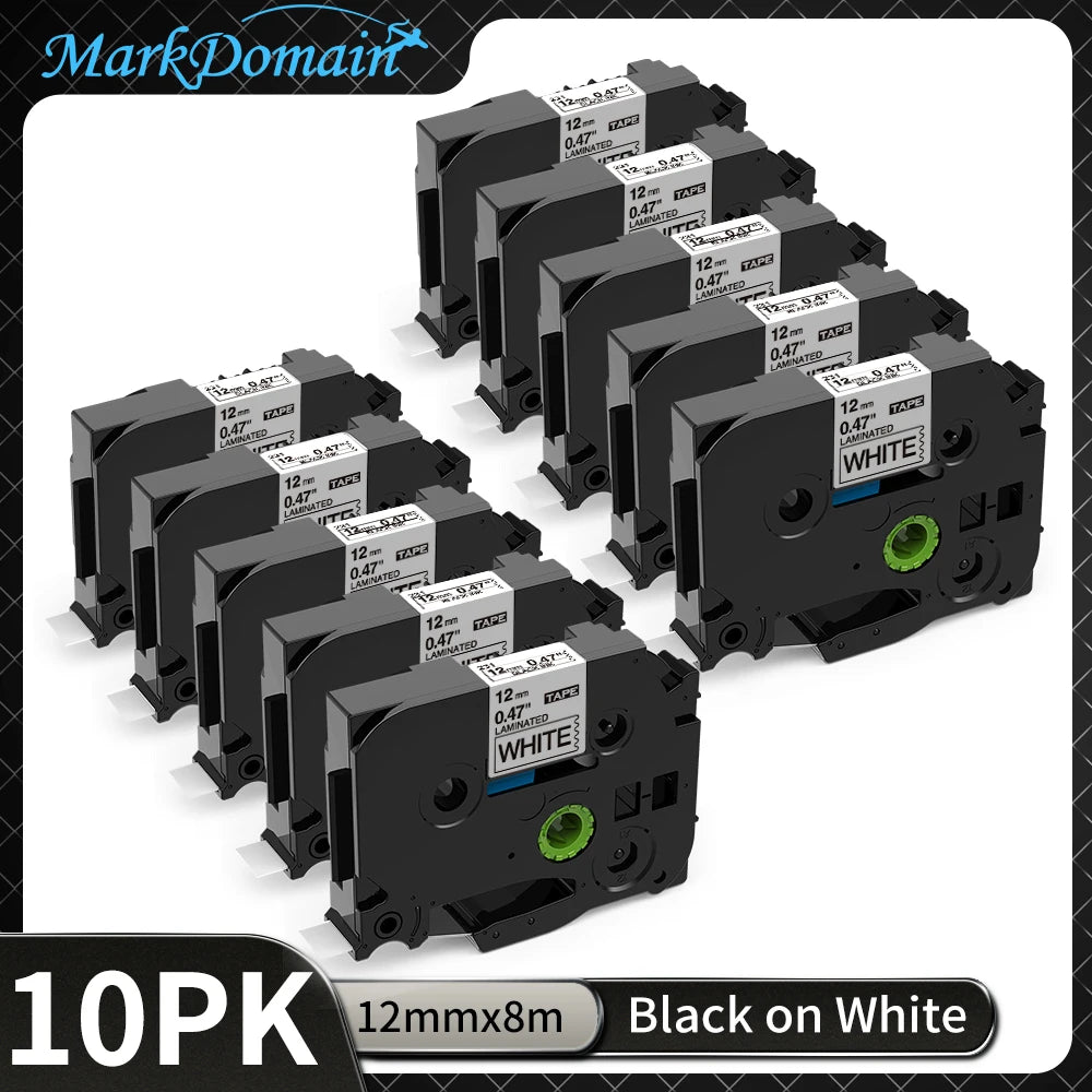 TZe-231 Compatible Brother Label Tape 12mm Black on White – Multi-Pack Label Printer Tape Richie's