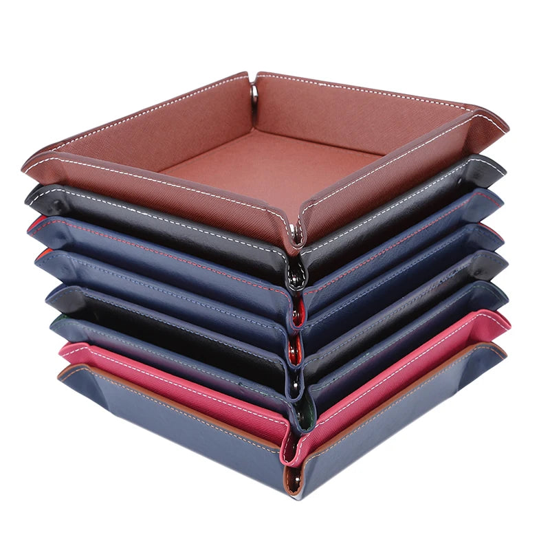 PU Leather Folding Valet Tray – Collapsible Desk Organizer Valet Storage Tray Richie's