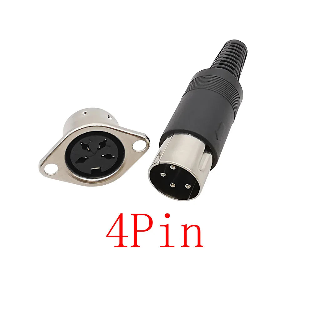 DIN 3 4 5 6 8 Pin Male Plug Female Socket Connector 2Pcs DIN Connector Richie's 4Pin-JKP-1Pair